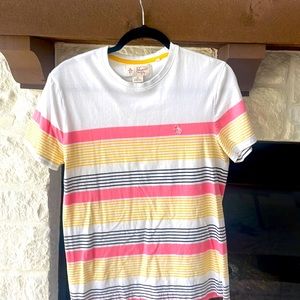 PENGUIN BY MUNSINGWEAR MENS SHORT SLEEVE T SHIRT WHITE PINK YELLOW BLUE